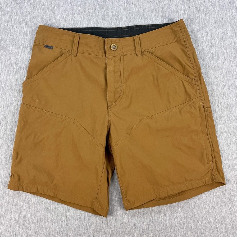 Kuhl Renegade Shorts Men 32 Coyote Brown 8" Inseam Zipper Pockets Hiking Utility